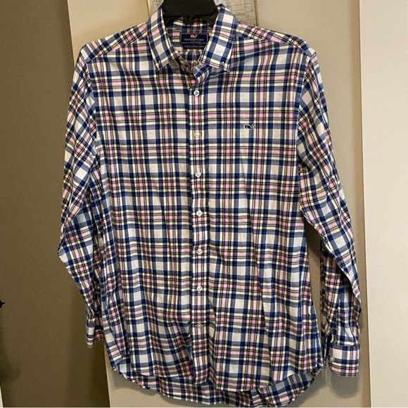 Vineyard Vines Other - Vineyard Vines Men's Blue and Pink Plaid Shirt